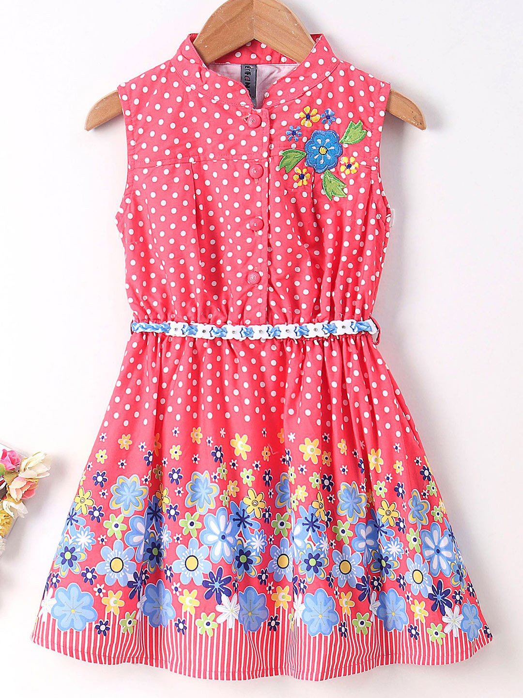 

Enfance Girls Red Floral Print Shirt Dress