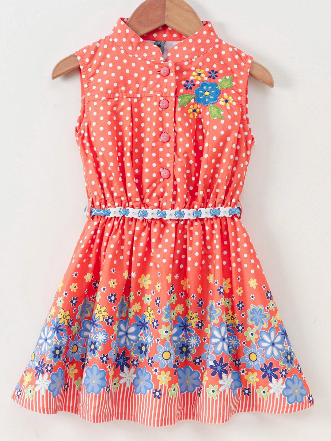 

Enfance Orange & Blue Floral Shirt Dress