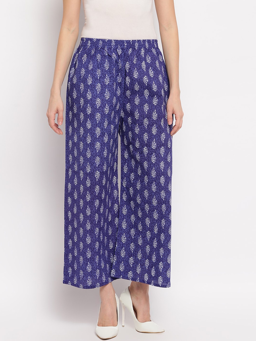 

Aawari Women Multicoloured Ethnic Motifs Printed High-Rise Trousers, Multi