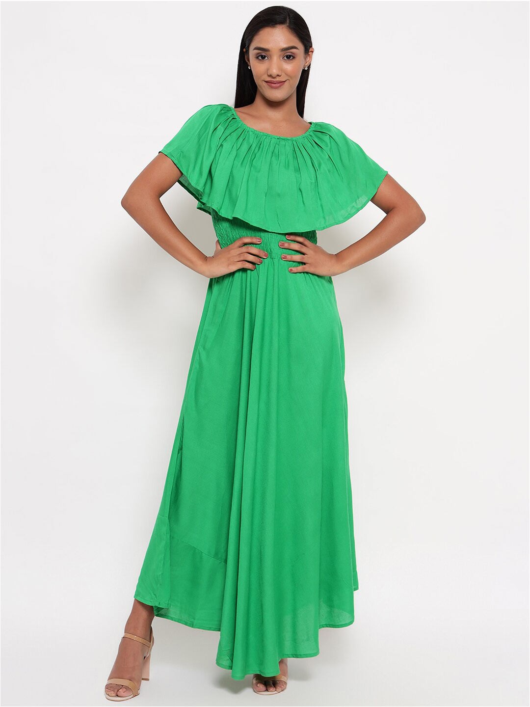 

Aawari Women Green Ruffled Maxi Dress
