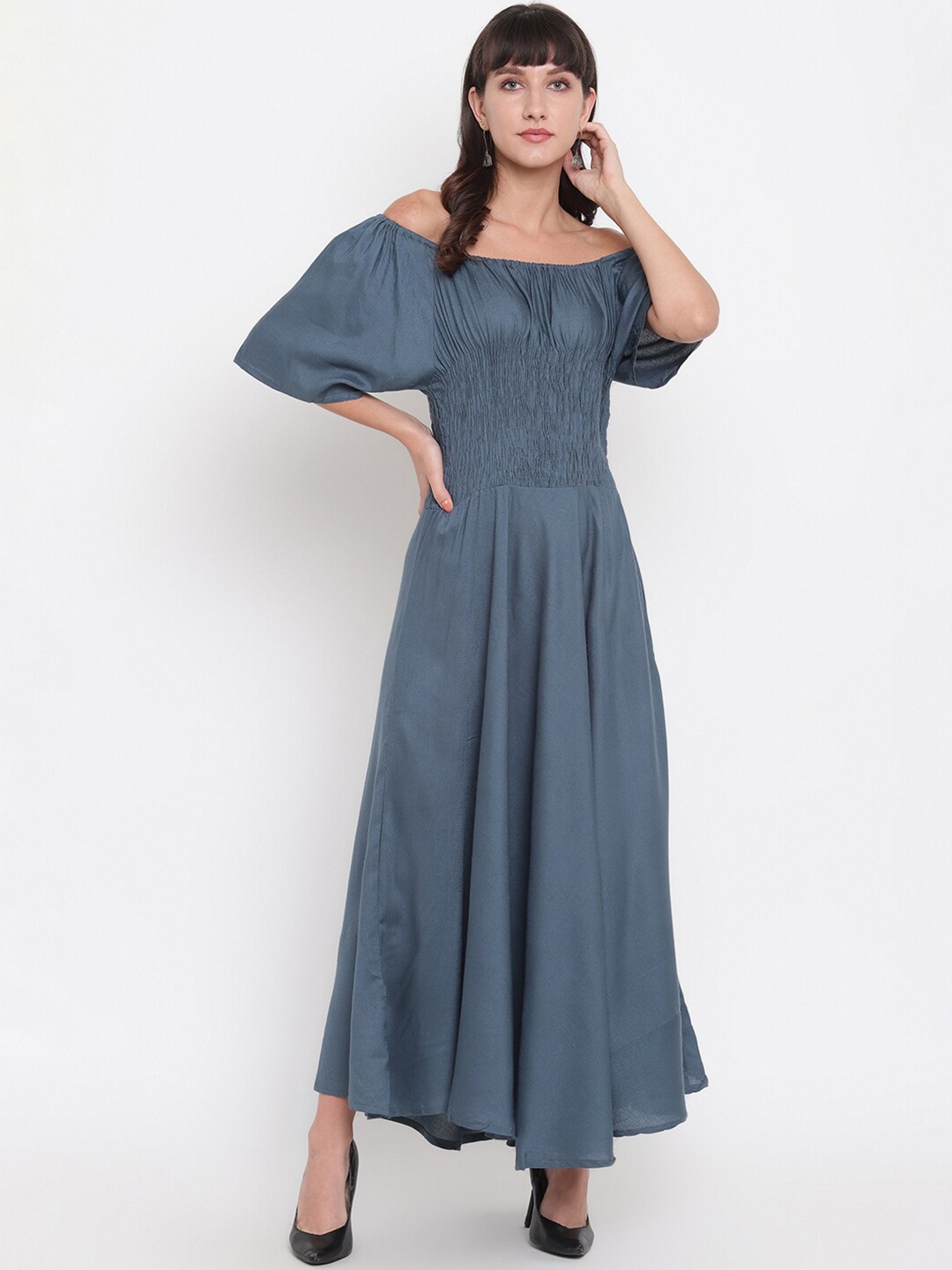 

Aawari Women Grey Off-Shoulder Maxi Dress