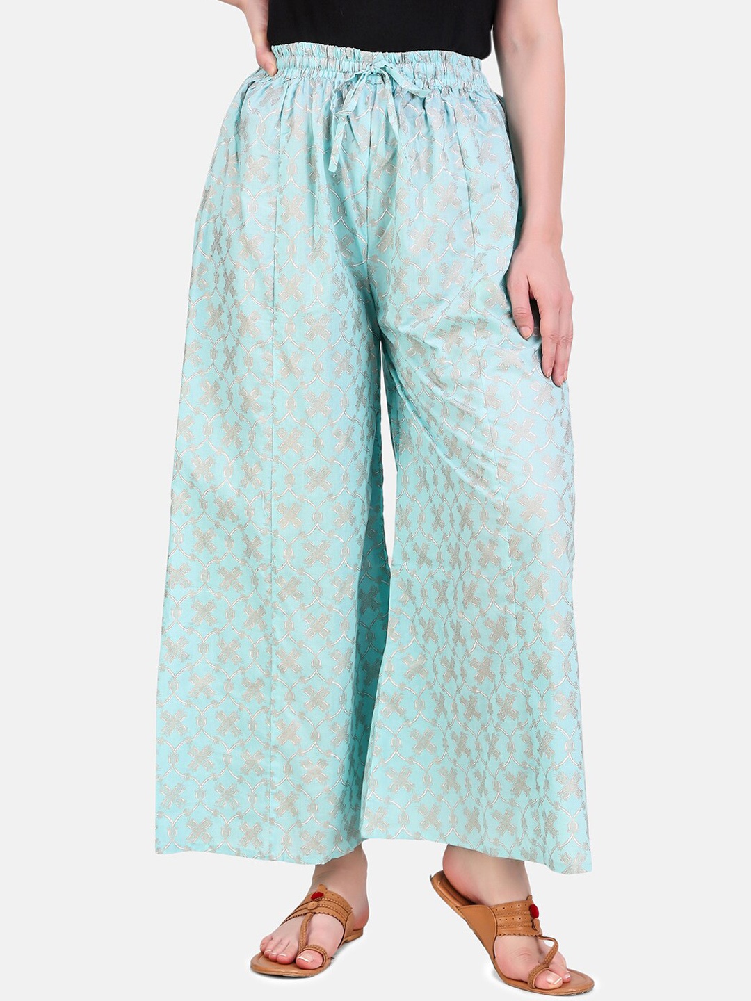 

Aawari Women Multicoloured Ethnic Motifs Printed High-Rise Trousers, Multi