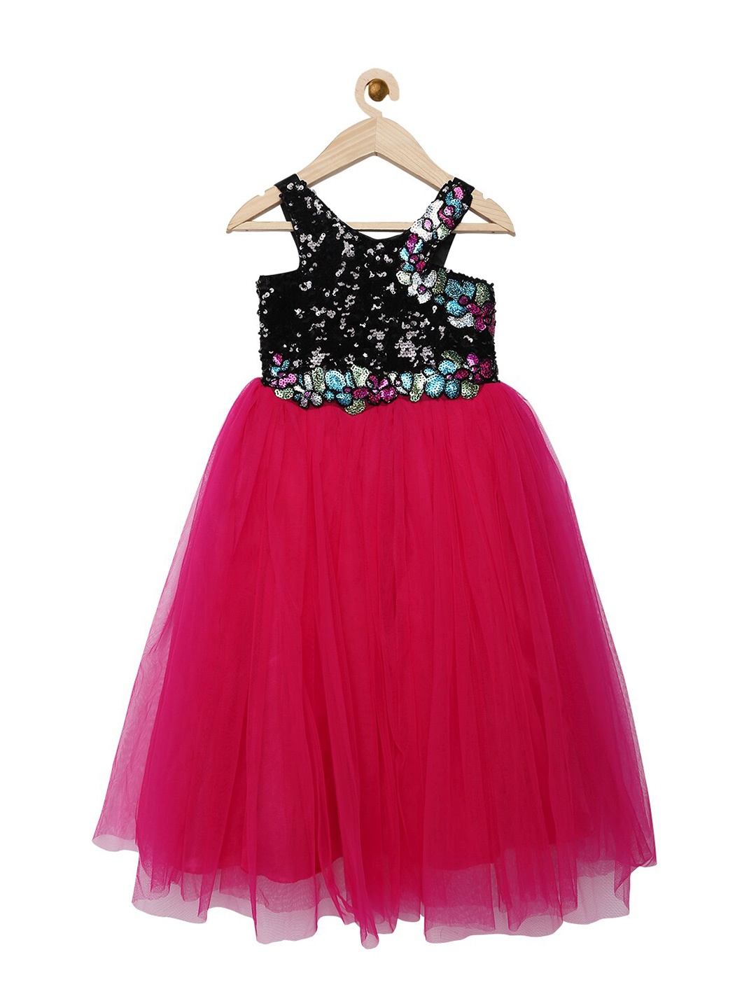 

Actuel Girls Pink Embellished Net Maxi Dress