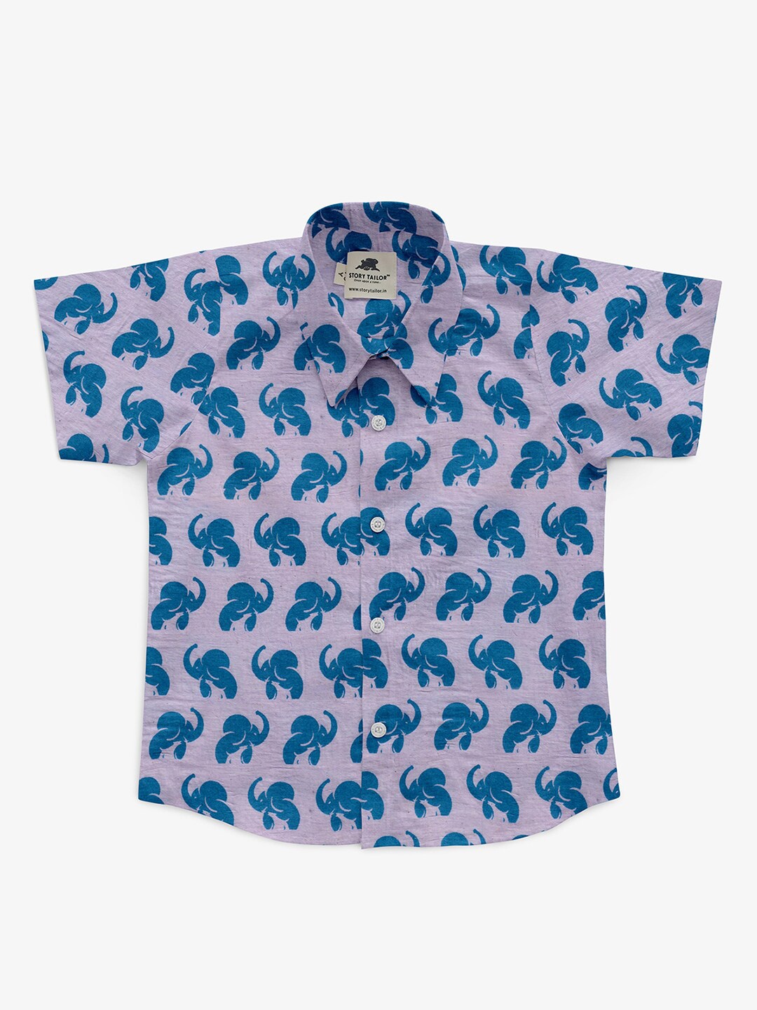 

STORY TAILOR Boys Turquoise Blue Comfort Printed Cotton Casual Shirt