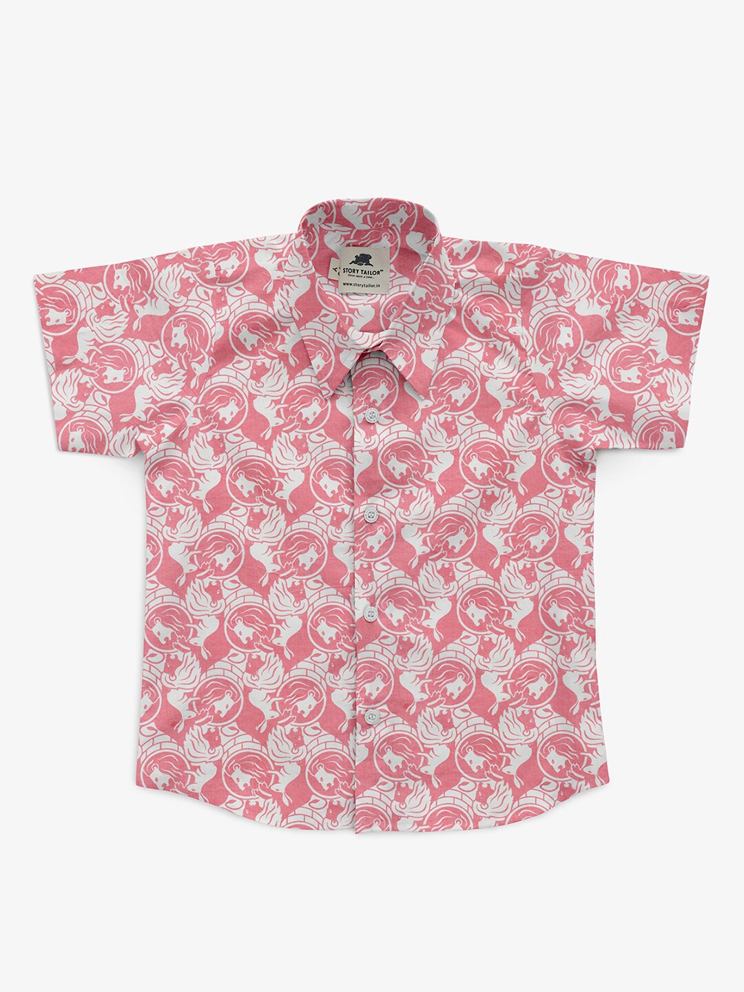 

STORY TAILOR Boys Peach-Coloured Printed Comfort Casual Shirt