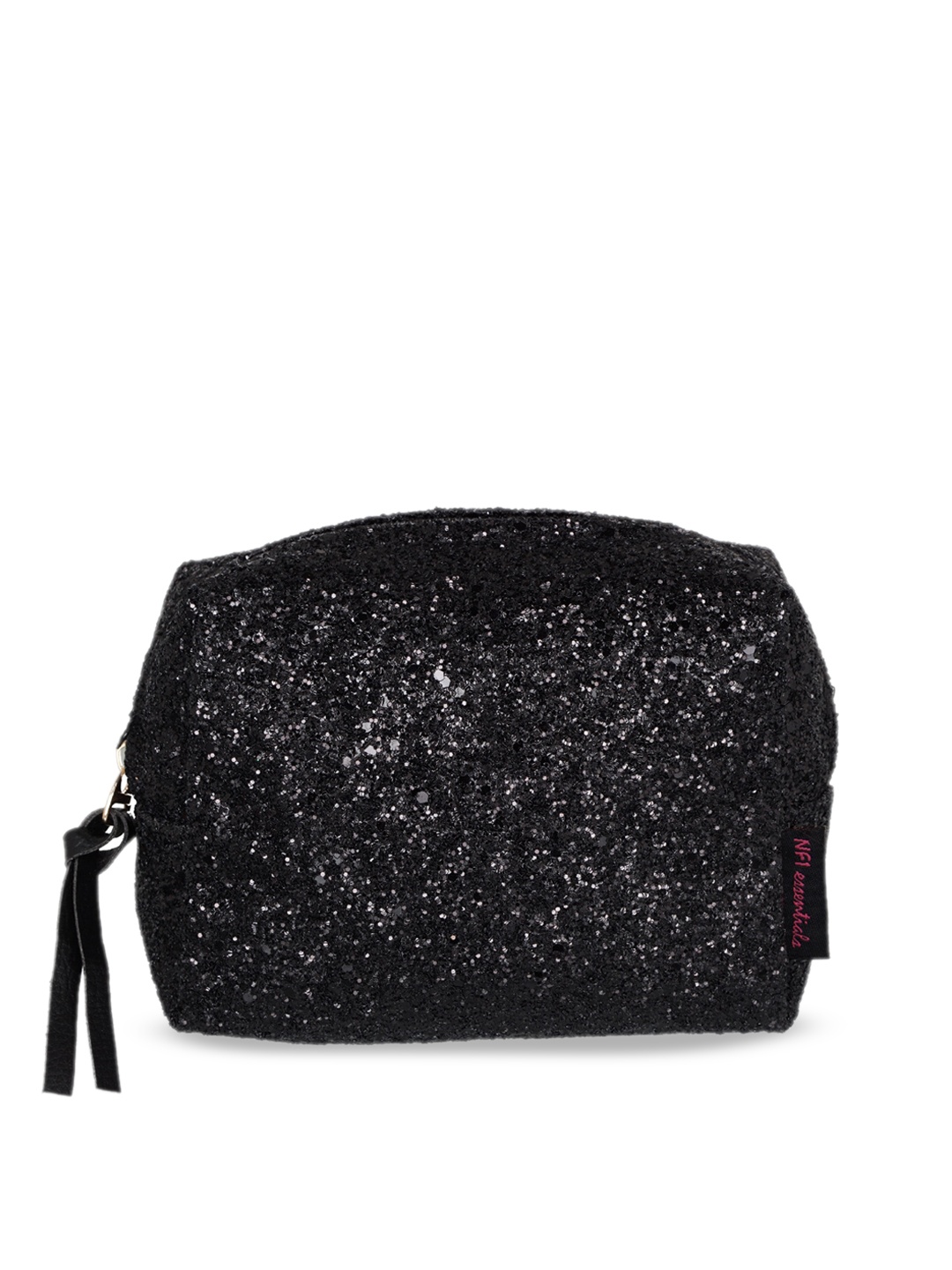 

NFI essentials Women Black Embellished Glittery Makeup Pouch