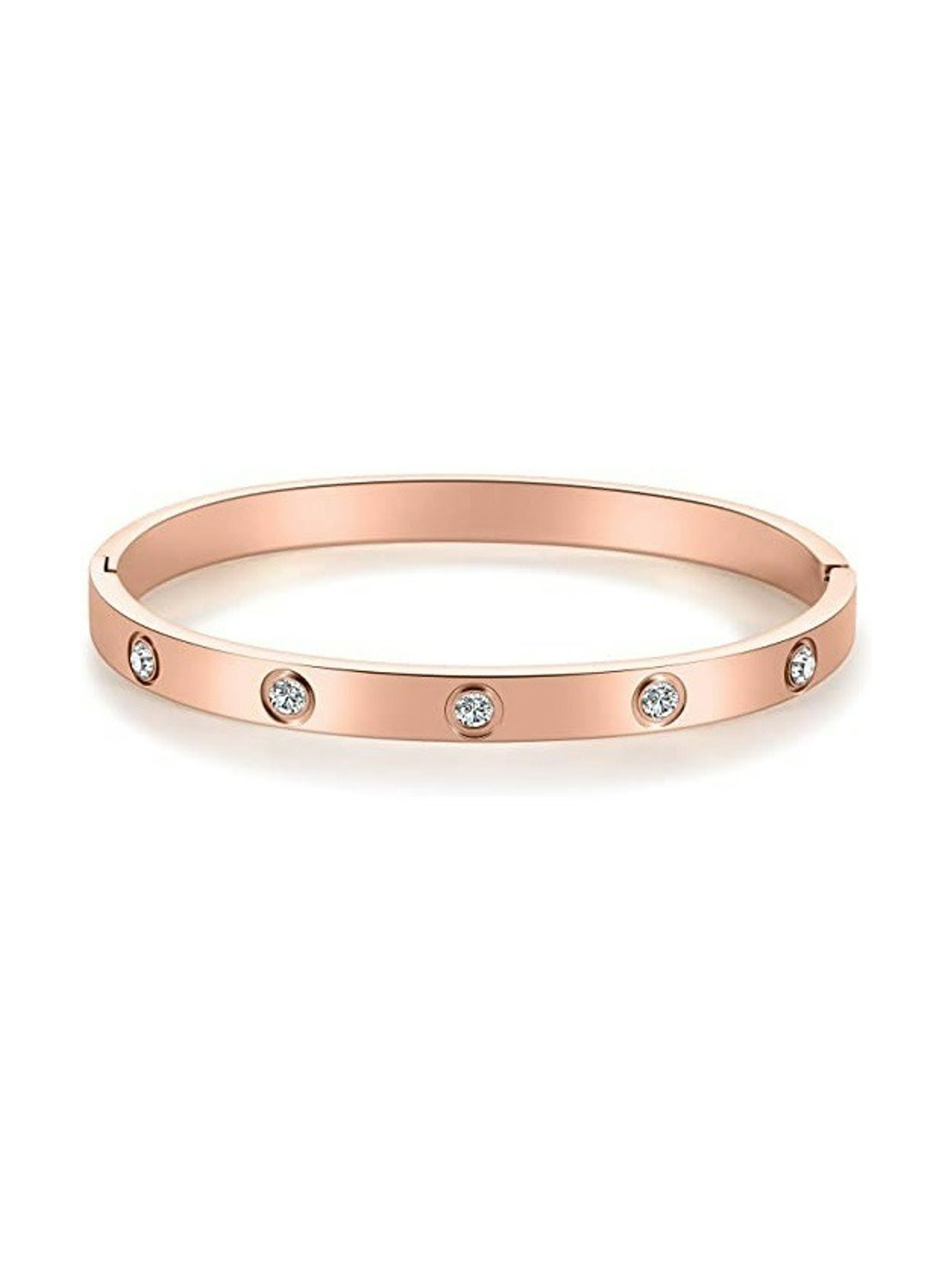 

EL REGALO Women Rose Gold-Toned Oval Shaped Cuff Bangle Bracelet