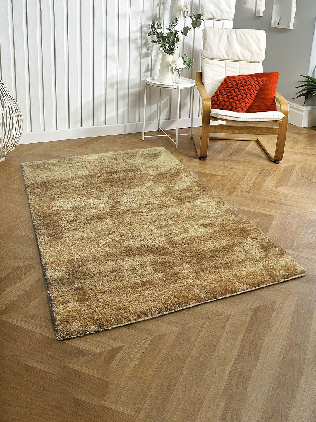 

LUXEHOME INTERNATIONAL Yellow Solid Anti-Skid Rectangular Carpet