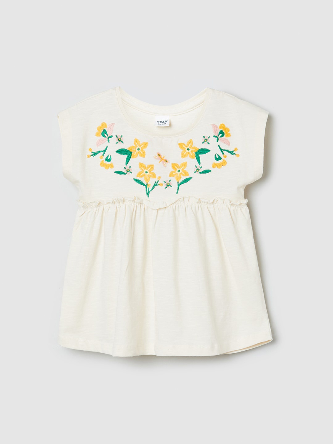 

max Girls White Floral Print Empire Top