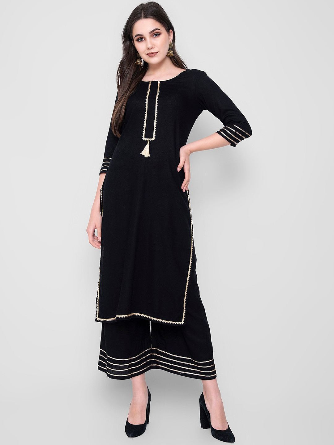 

KALINI Women Black Gotta Patti Kurta with Palazzos