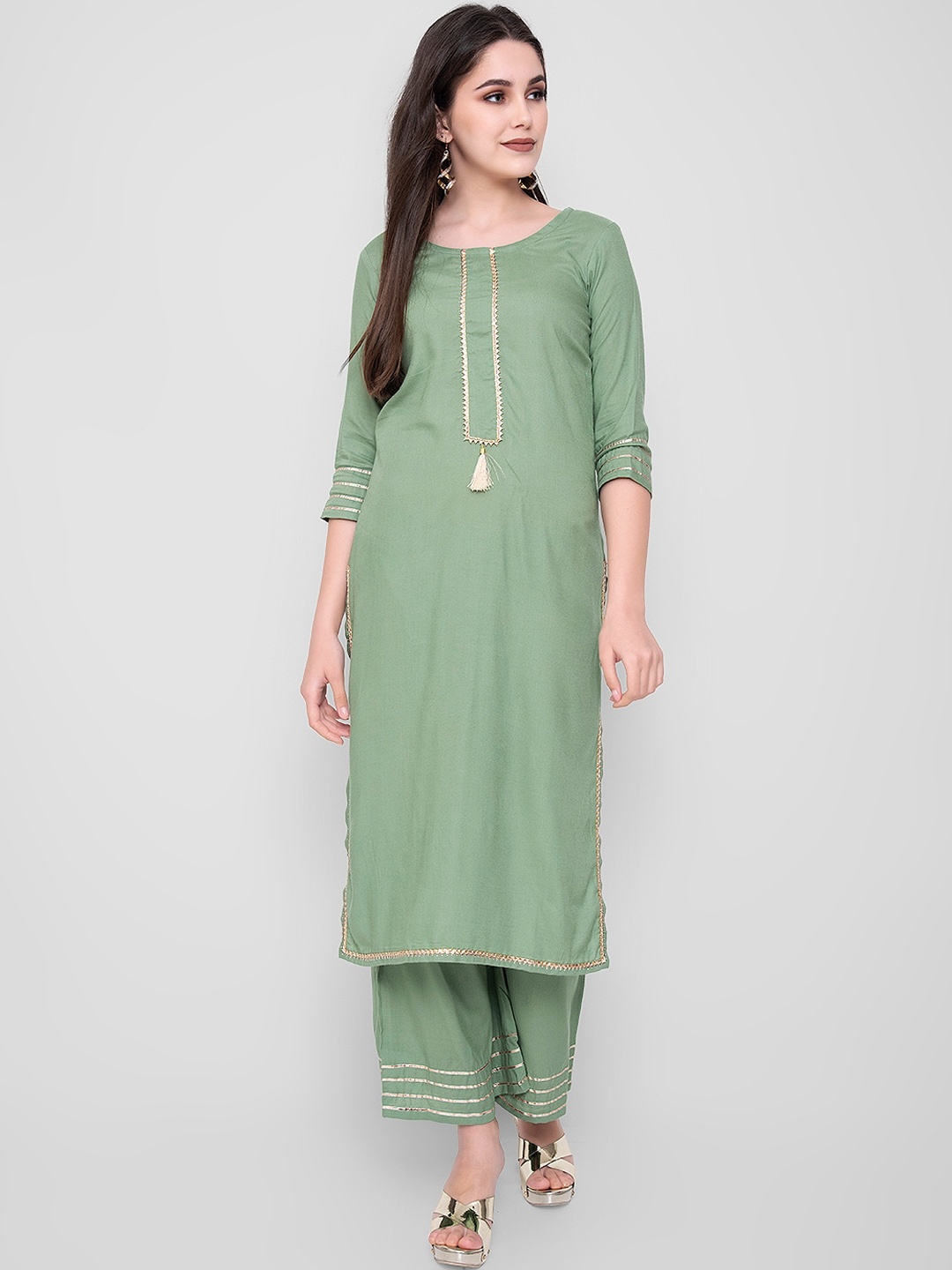 

KALINI Women Panelled Gotta Patti Kurta with Palazzos, Na