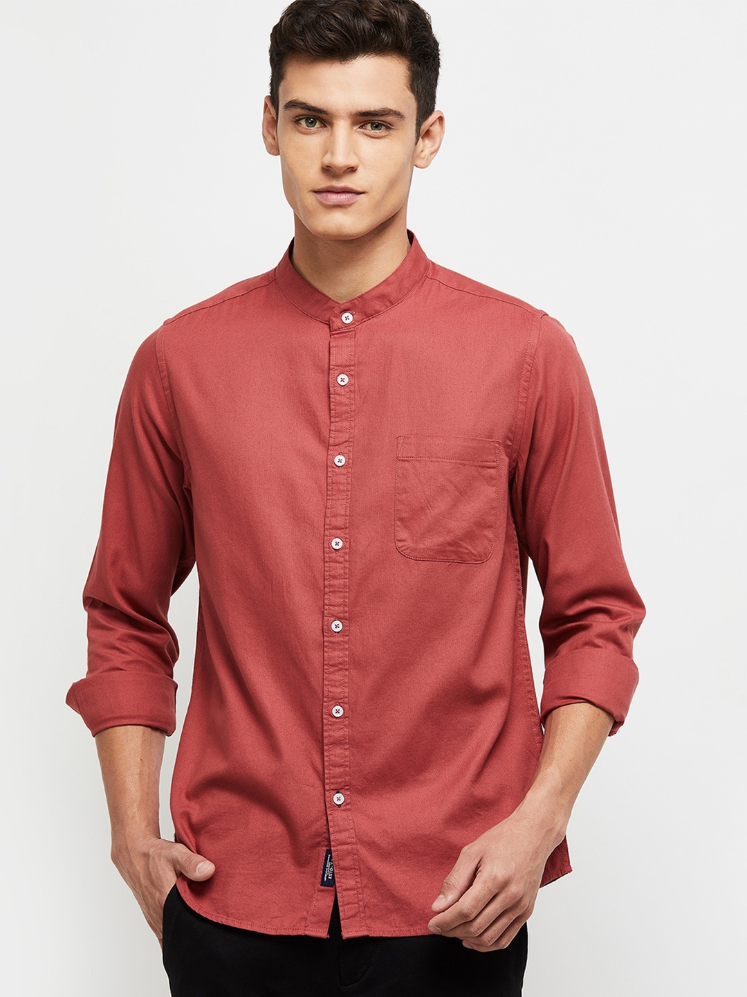 

max Men Rust Solid Pure Cotton Casual Shirt