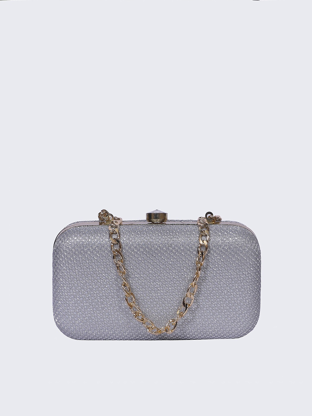 

FABBHUE Women Silver-Toned Box Clutch