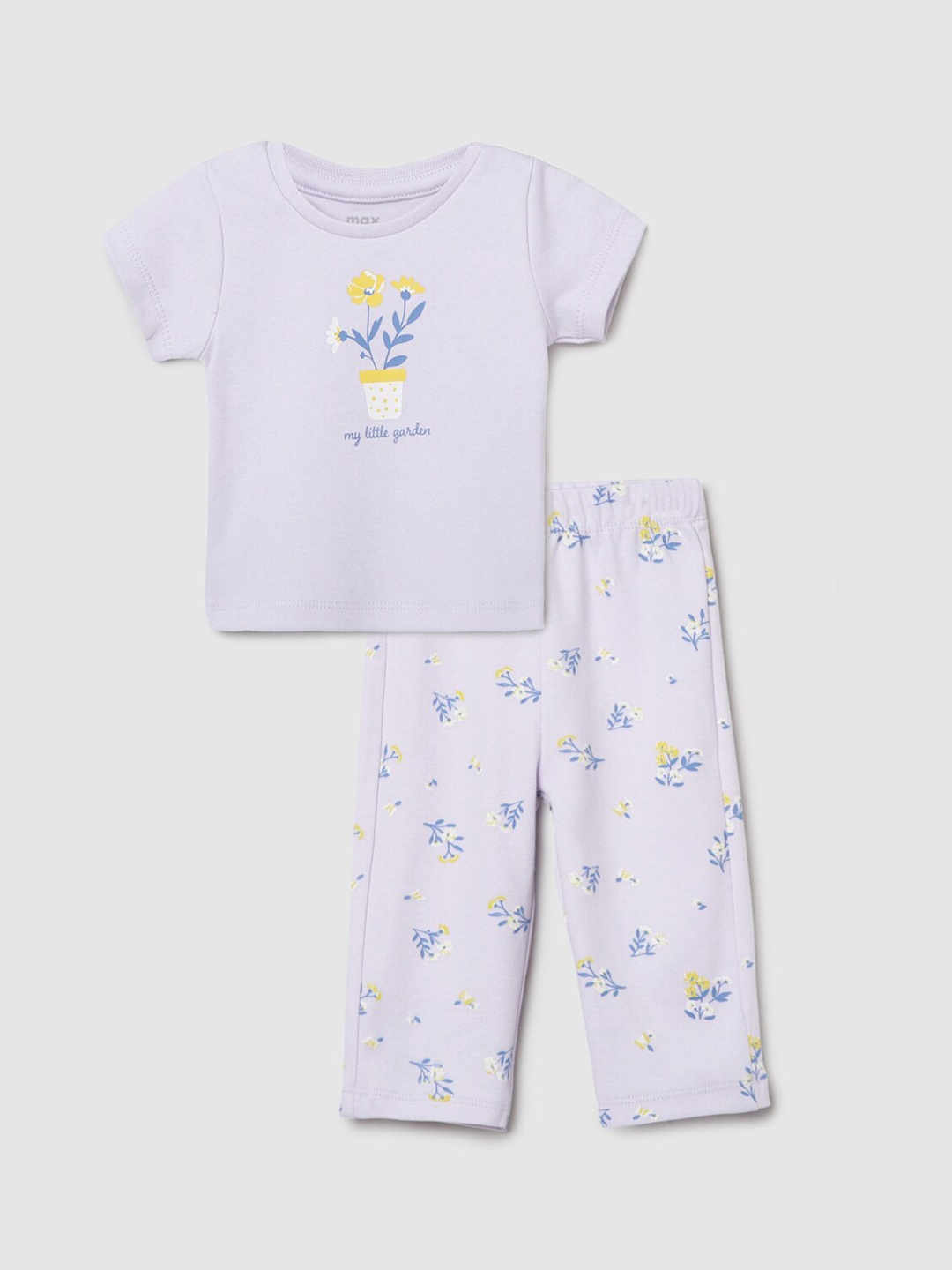 

max Girls Purple Printed Night suit