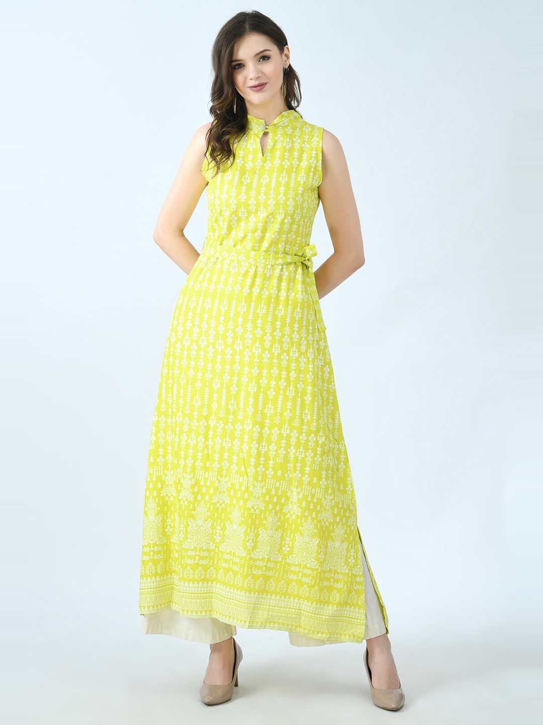 

KALINI Women Yellow Ethnic Motifs Printed Kurta