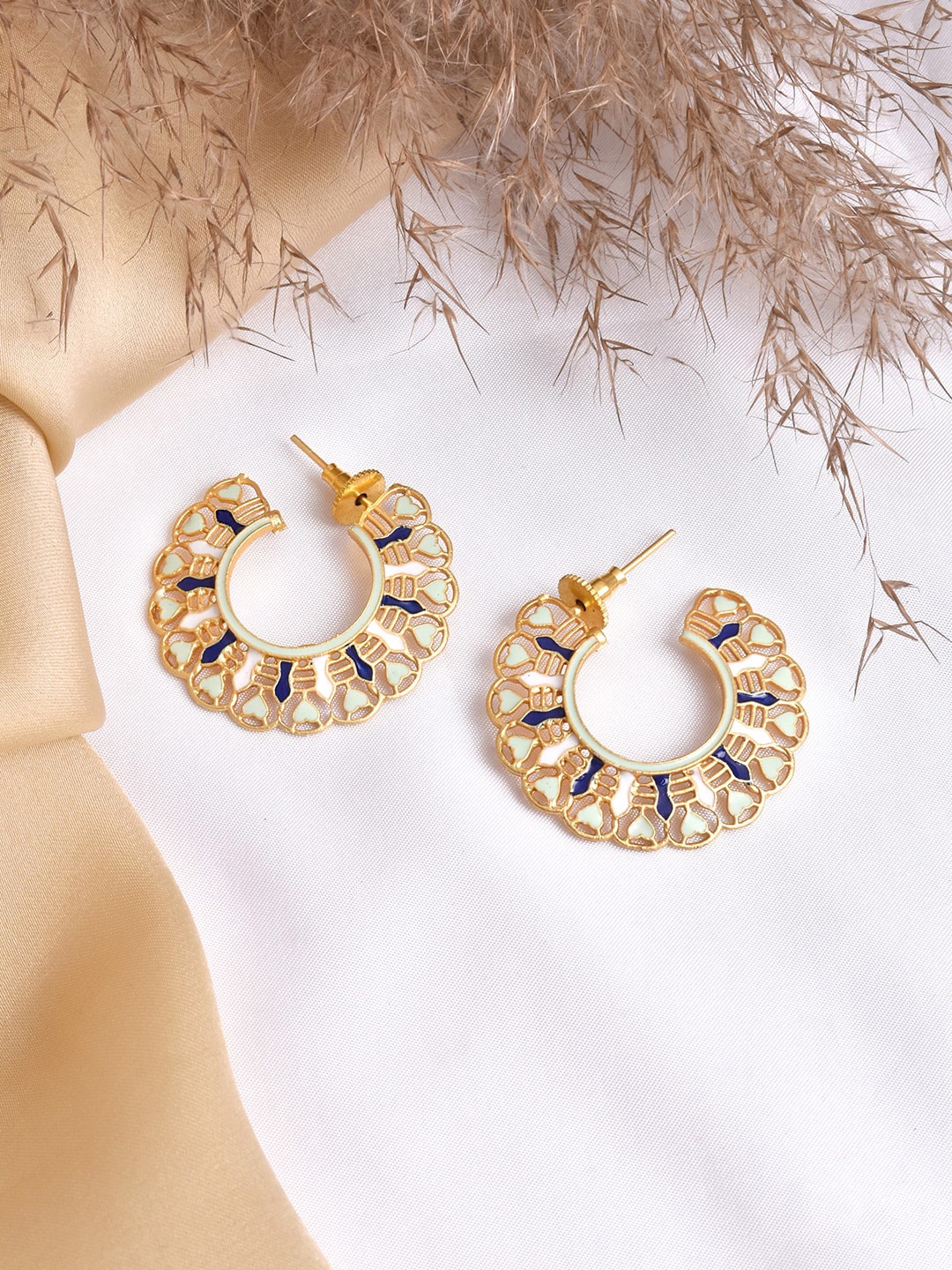 

TEEJH Gold-Plated Circular Half Hoop Earrings