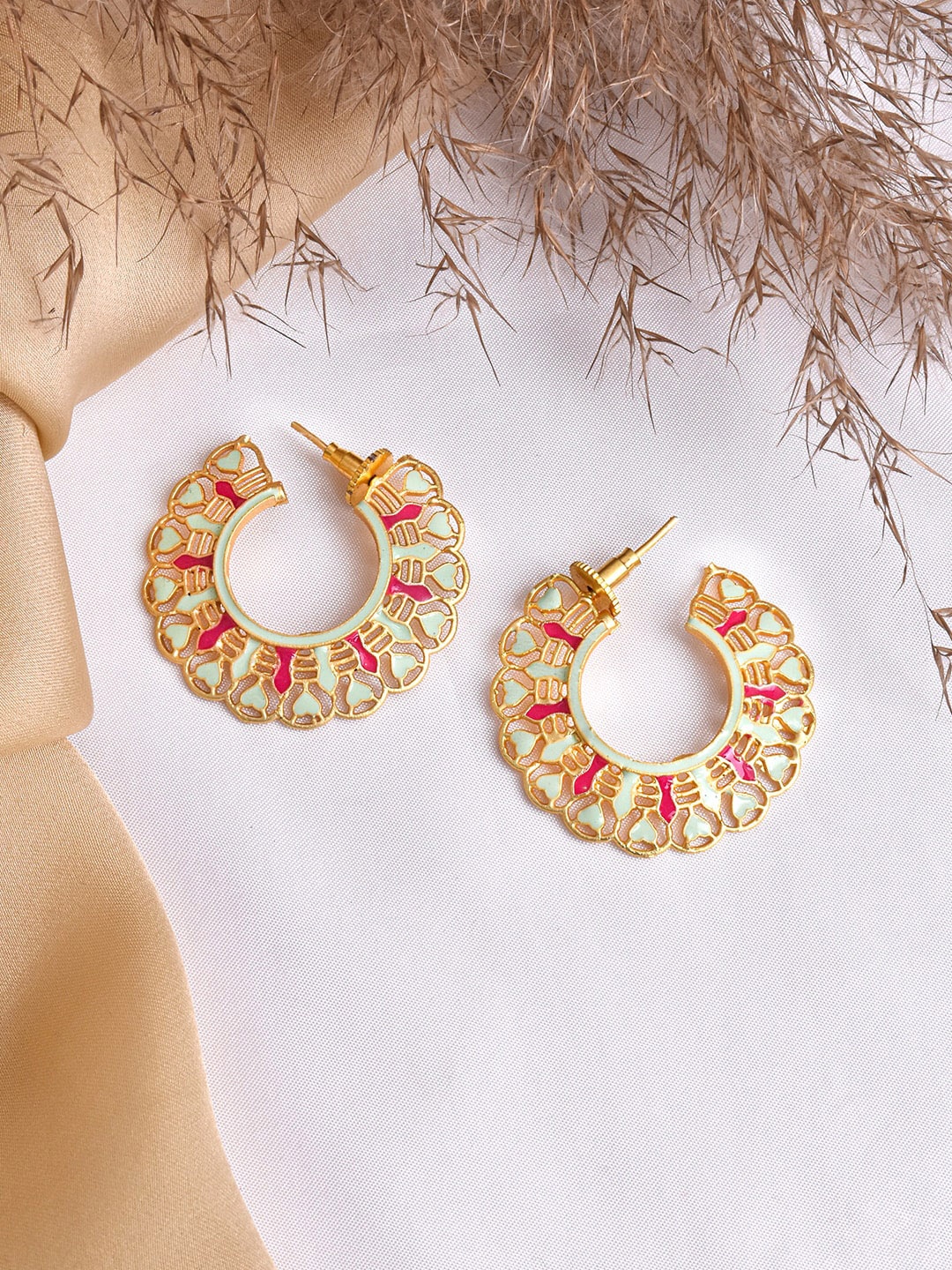 

TEEJH Gold-Toned Contemporary Hoop Earrings