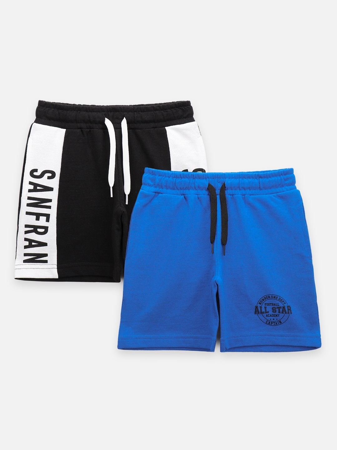 

LilPicks Boys Set of 2 Printed Outdoor Cotton Shorts, Black