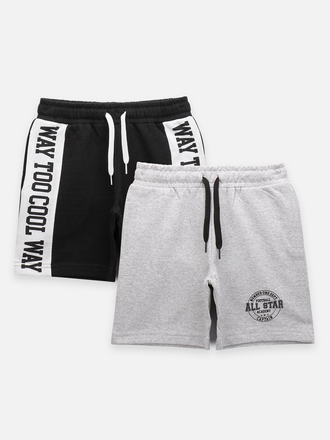 

LilPicks Boys Grey & Black Pack of 2 Printed Outdoor Shorts