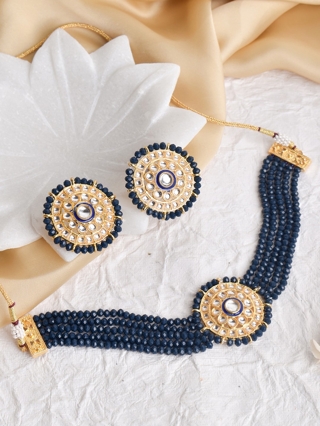 

Teejh Aarya Blue Beaded Necklace, Gold