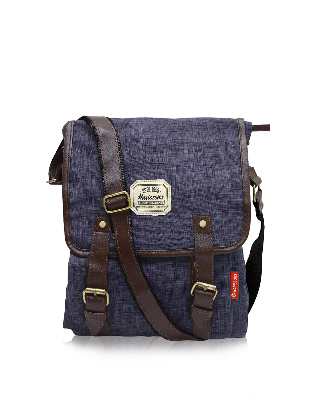 

Harissons Unisex Grey & Brown Solid Messenger Bag