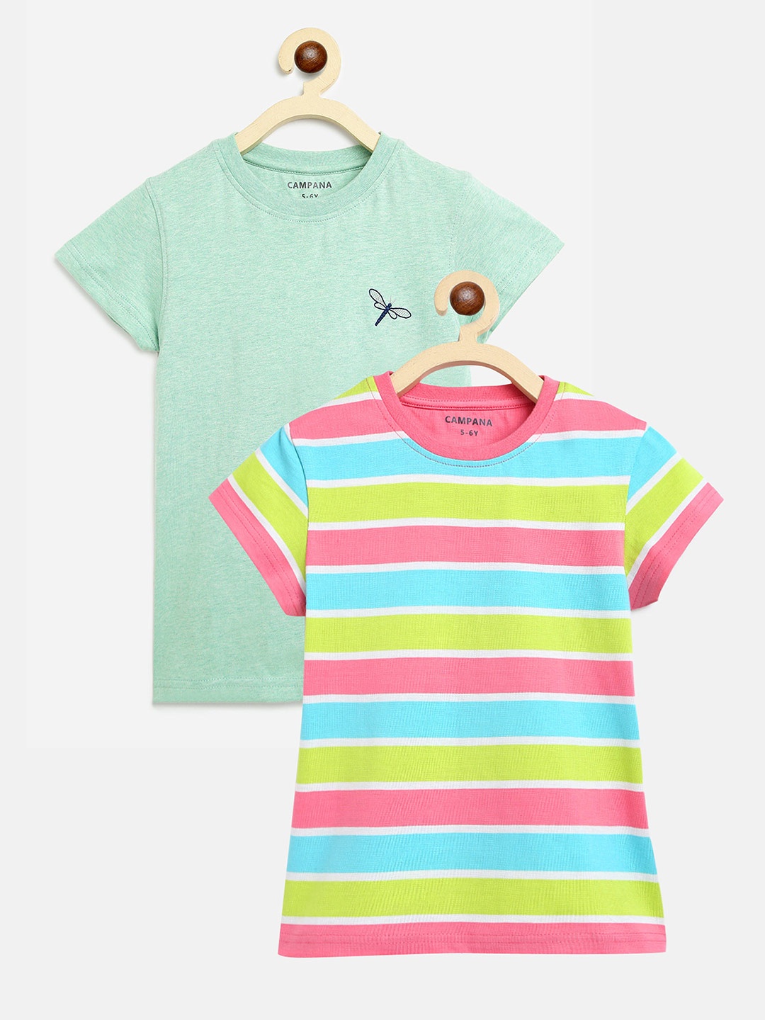 

Campana Girls Pack of 2 Cotton T-shirts, Green