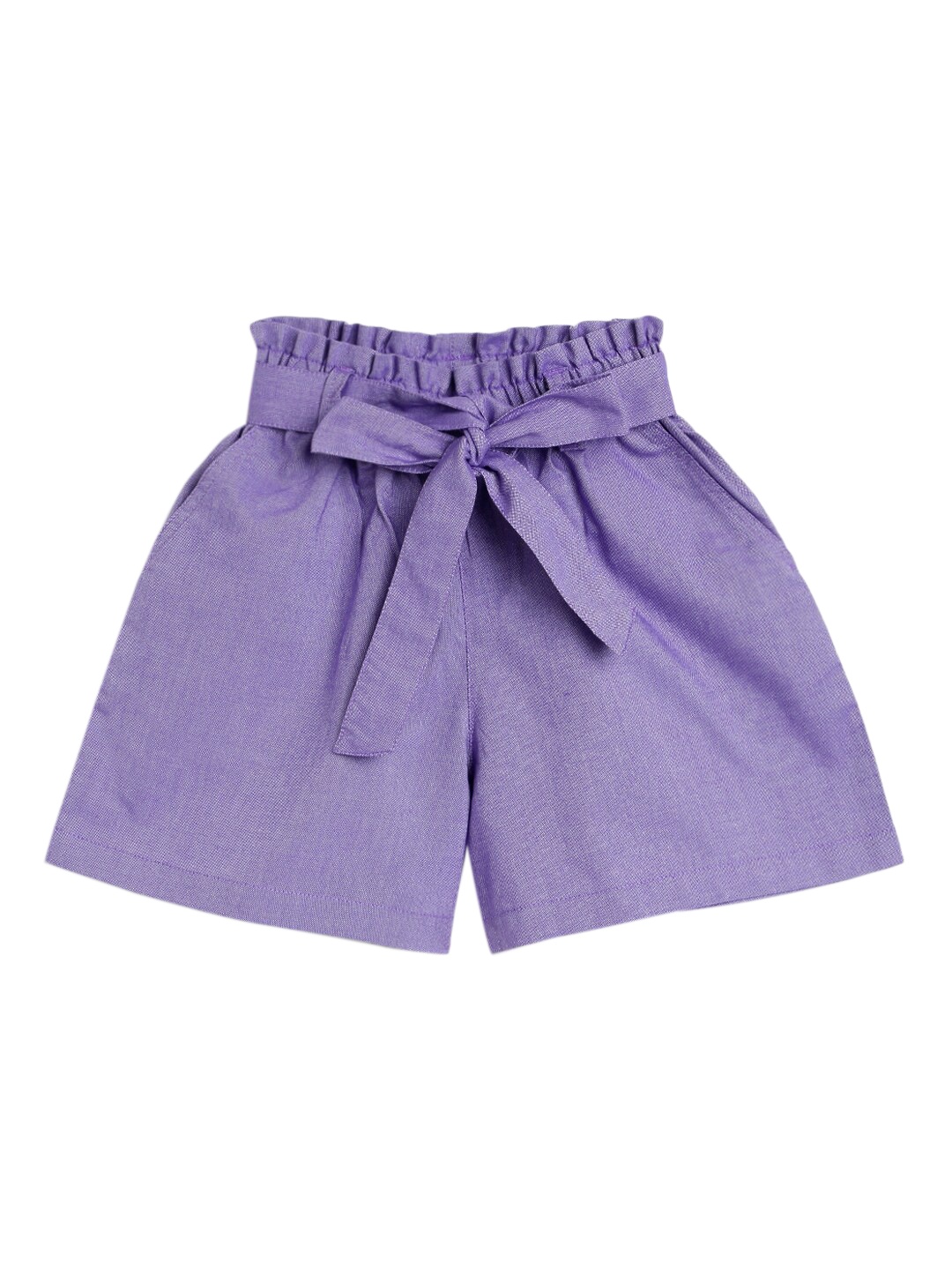 

Campana Girls Purple Solid Cotton Shorts