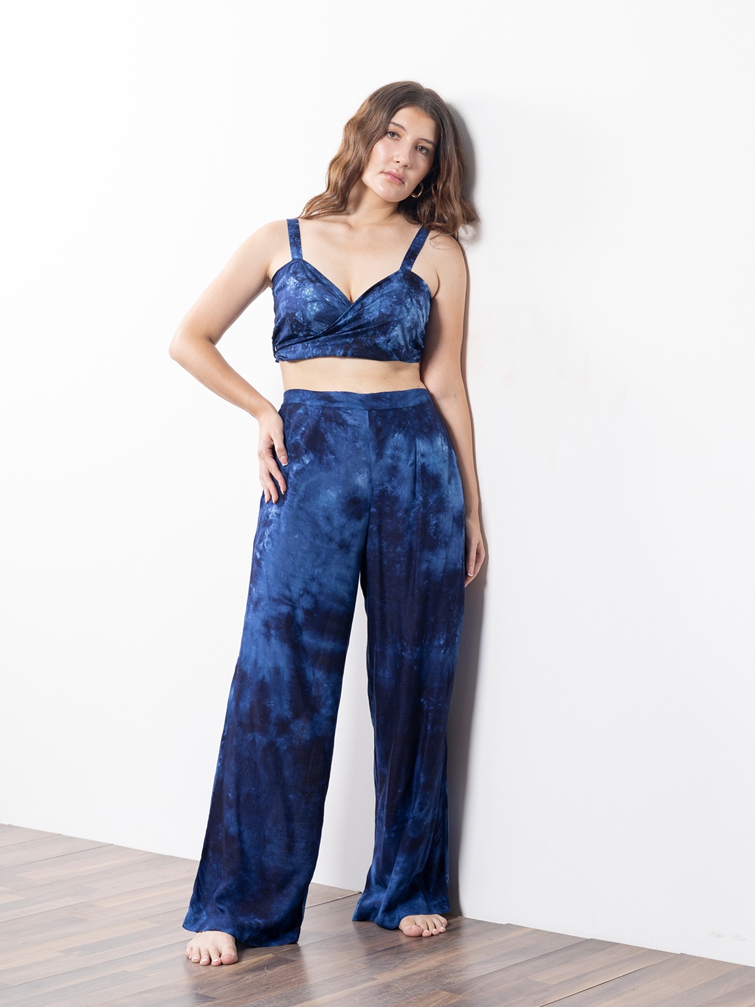 

EROTISSCH Women Blue Printed Pure Cotton Cover-Up Beachwear Set