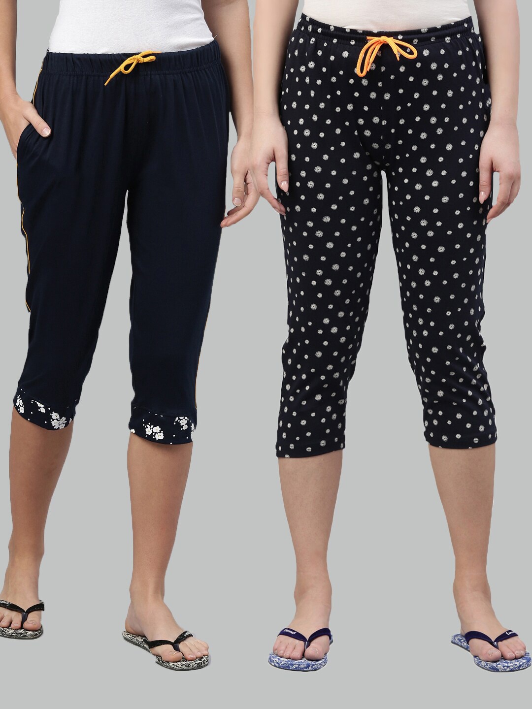 

Kryptic Women Pack Of 2 Navy Blue Cotton Capris