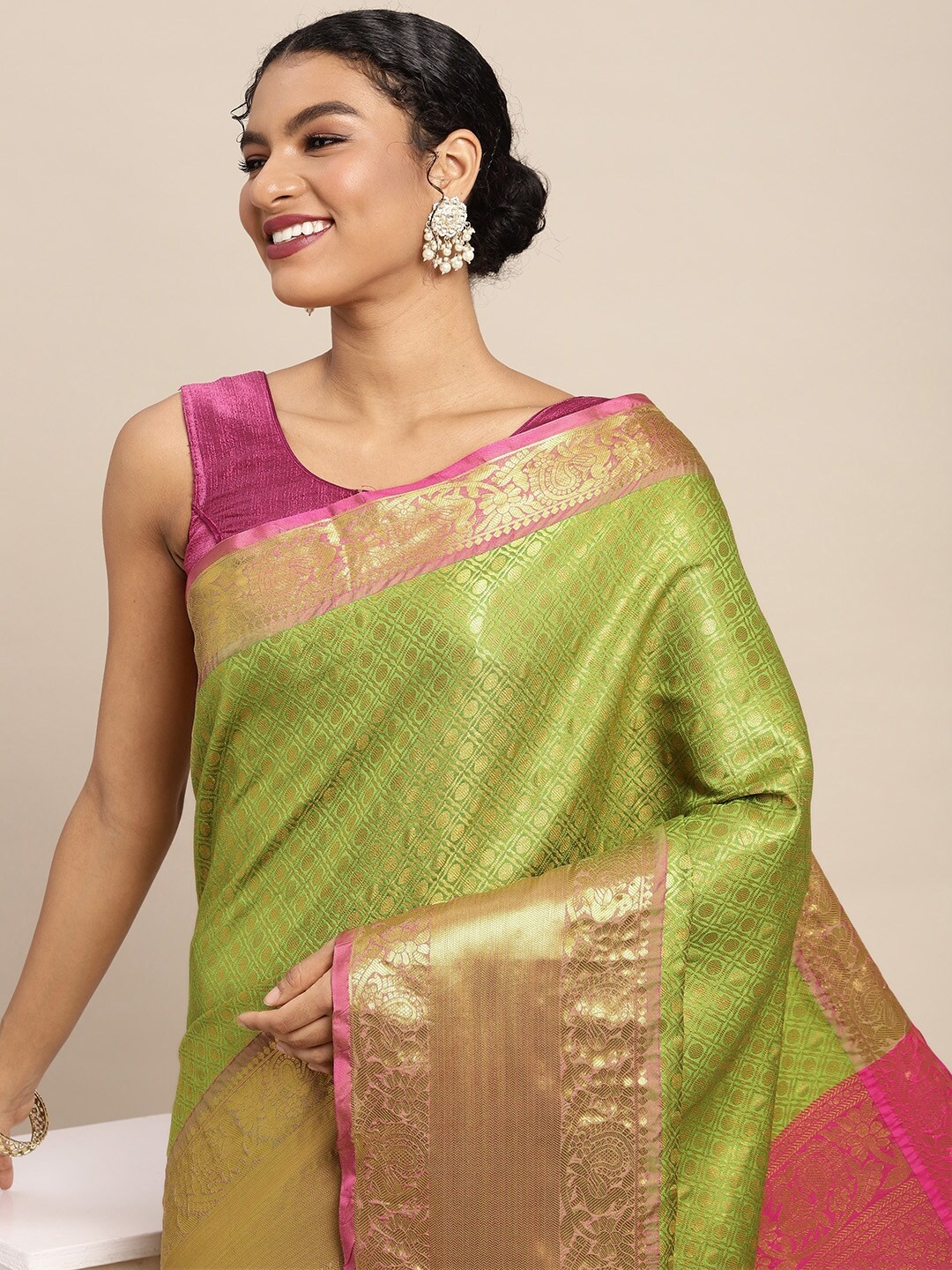 

Silk Land Green & Golden Zari Banarasi Saree