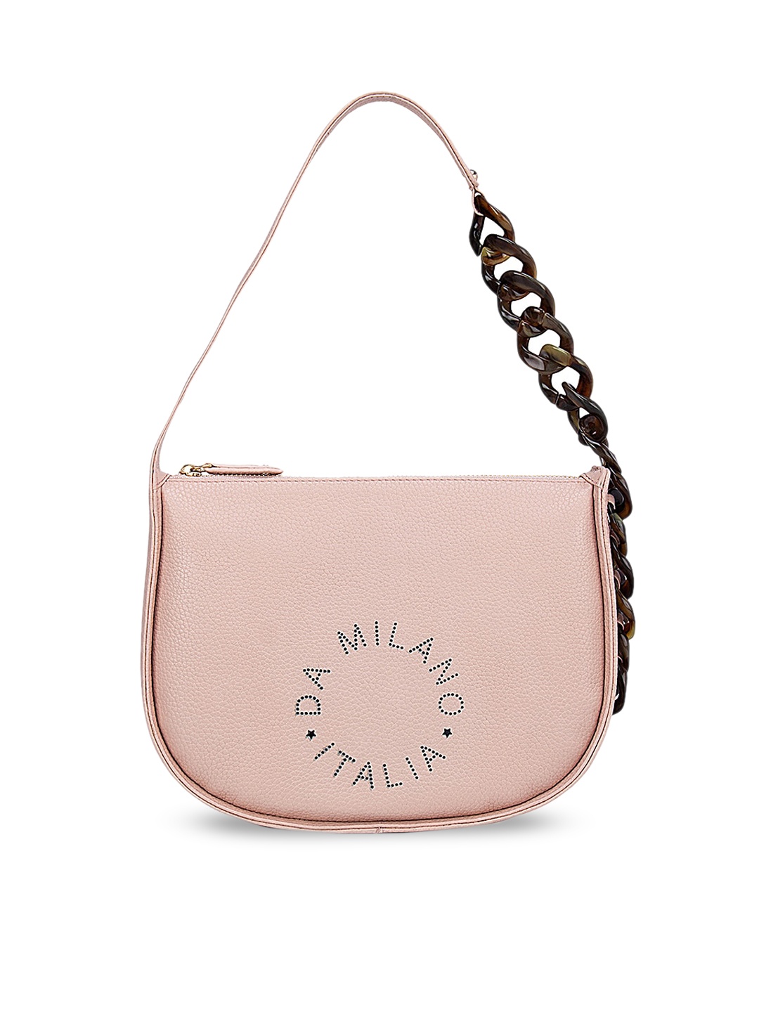 

Da Milano Pink Textured Leather Structured Shoulder Bag