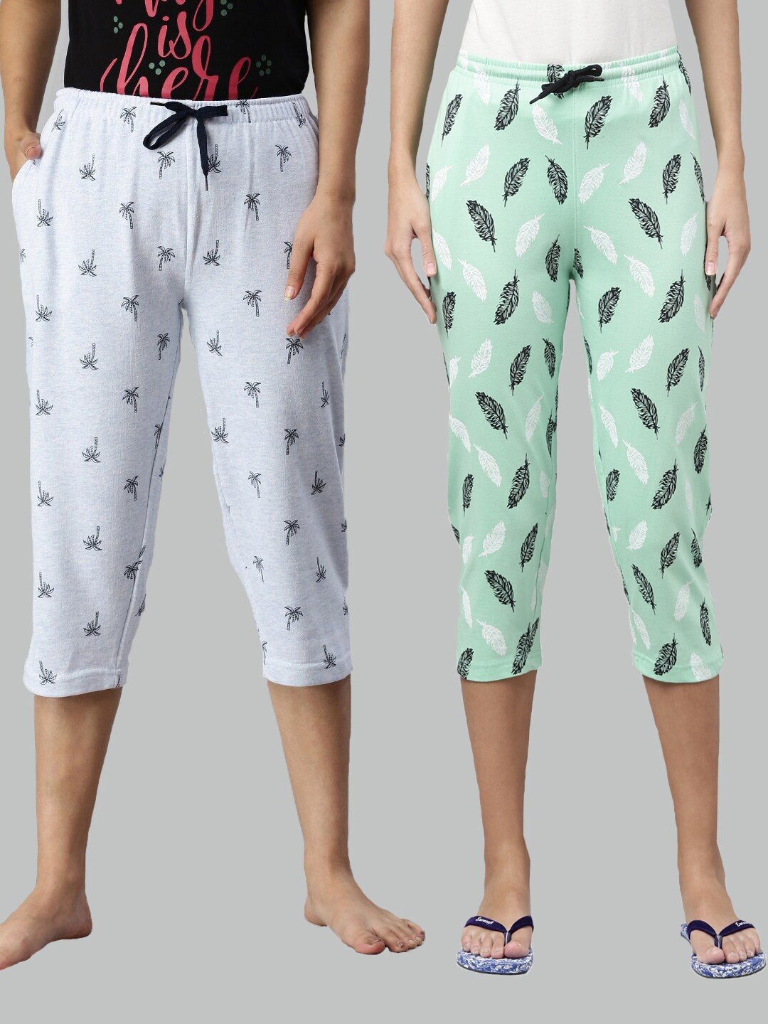 

Kryptic Women Pack Of 2 Blue Cotton Capris