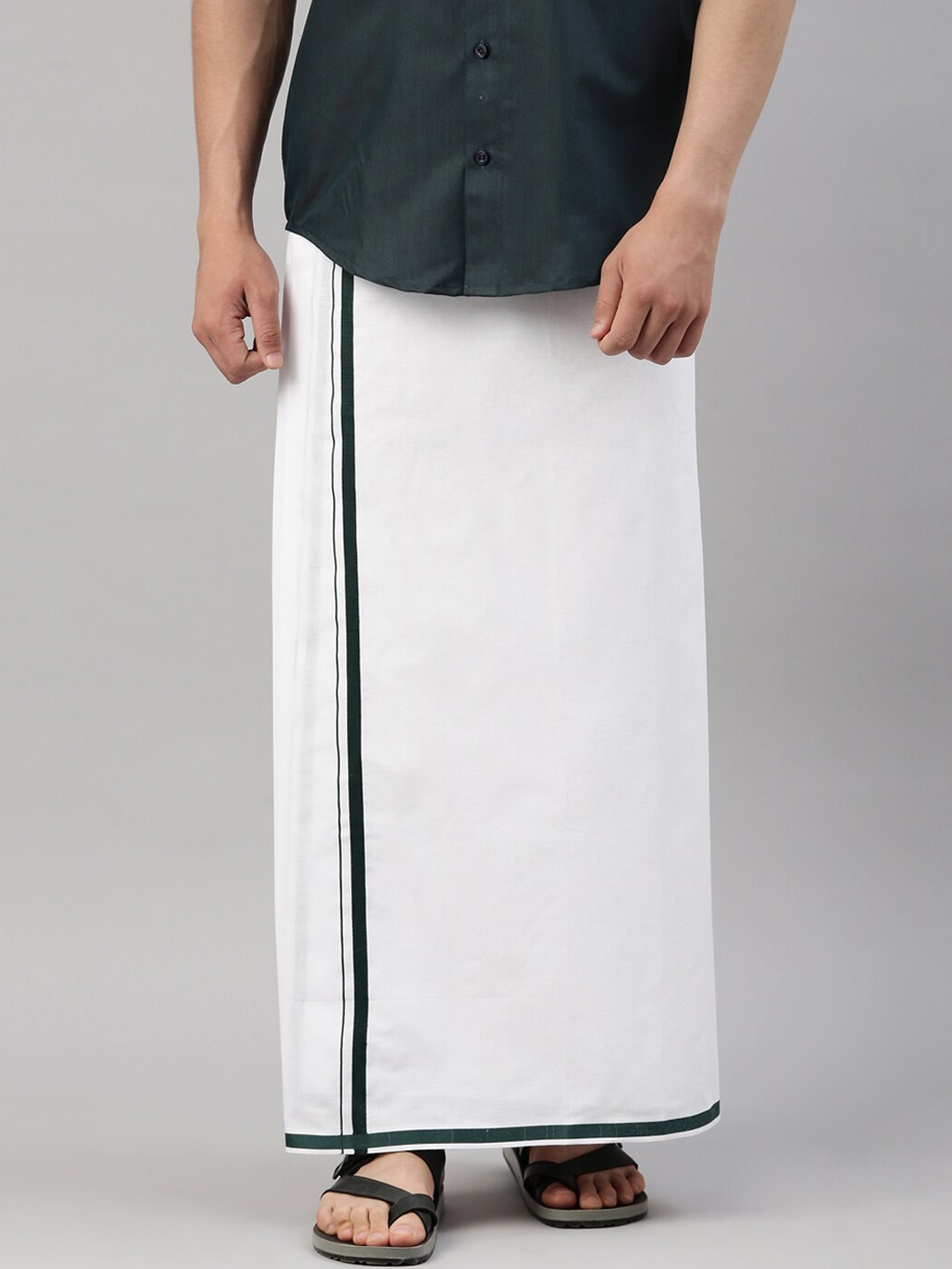 

Jansons White Solid Cotton Dhoti