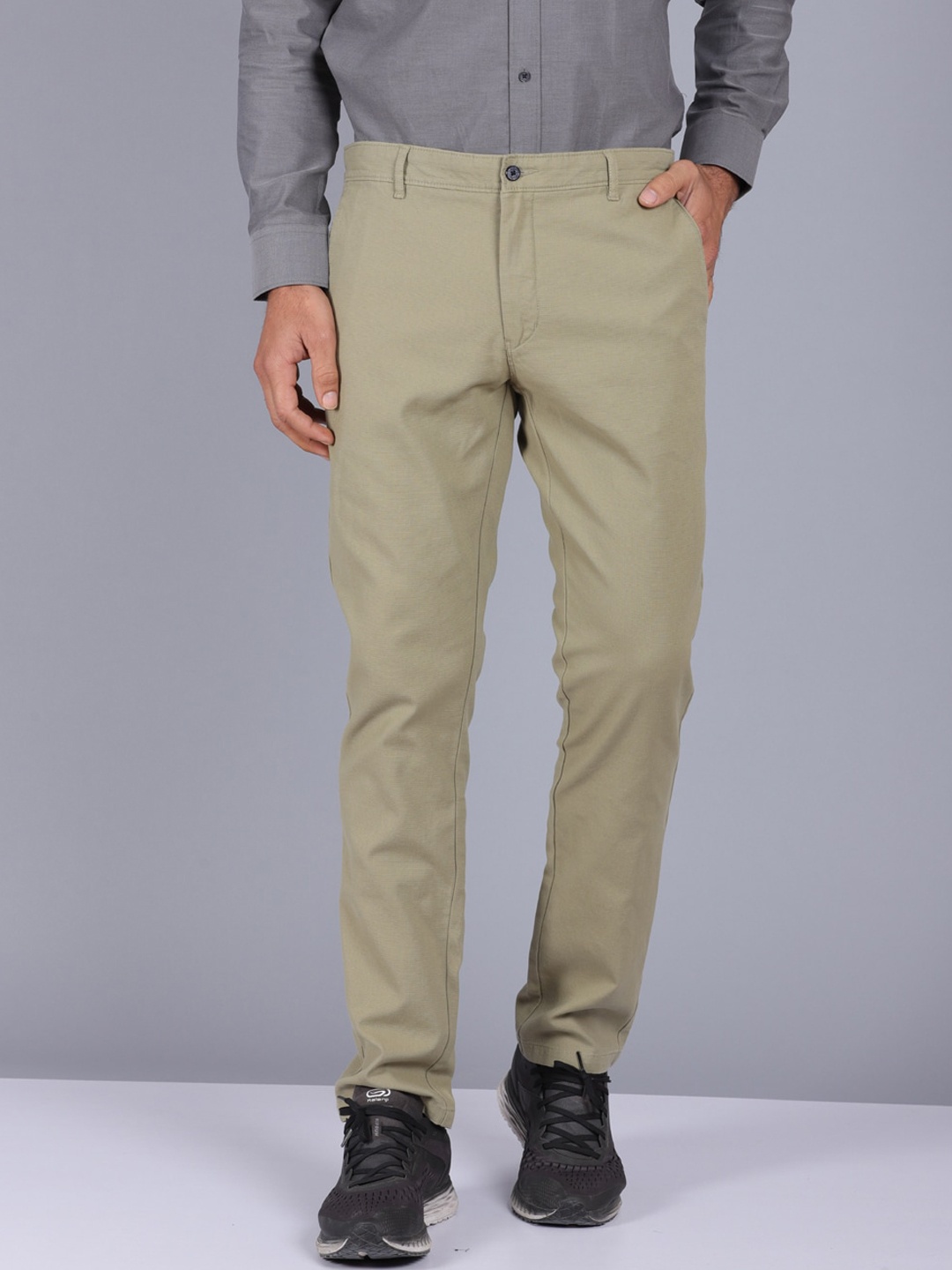 

CANOE Men Olive Green Smart Slim Fit Trousers