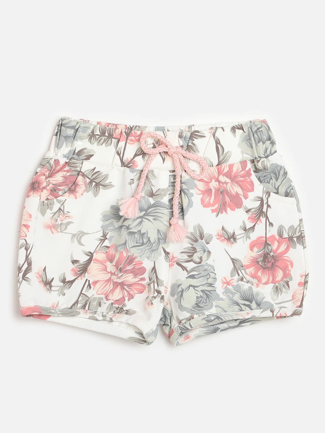 

One Friday Girls White Floral Printed Shorts