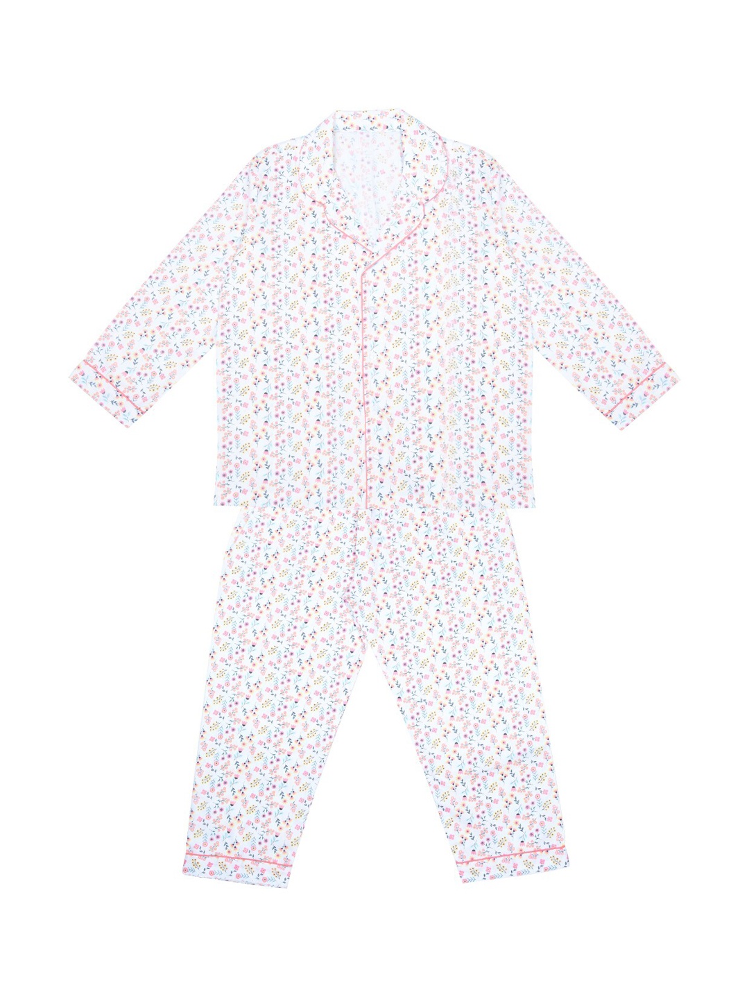 

FUNKRAFTS Girls White Printed Cotton Night suit