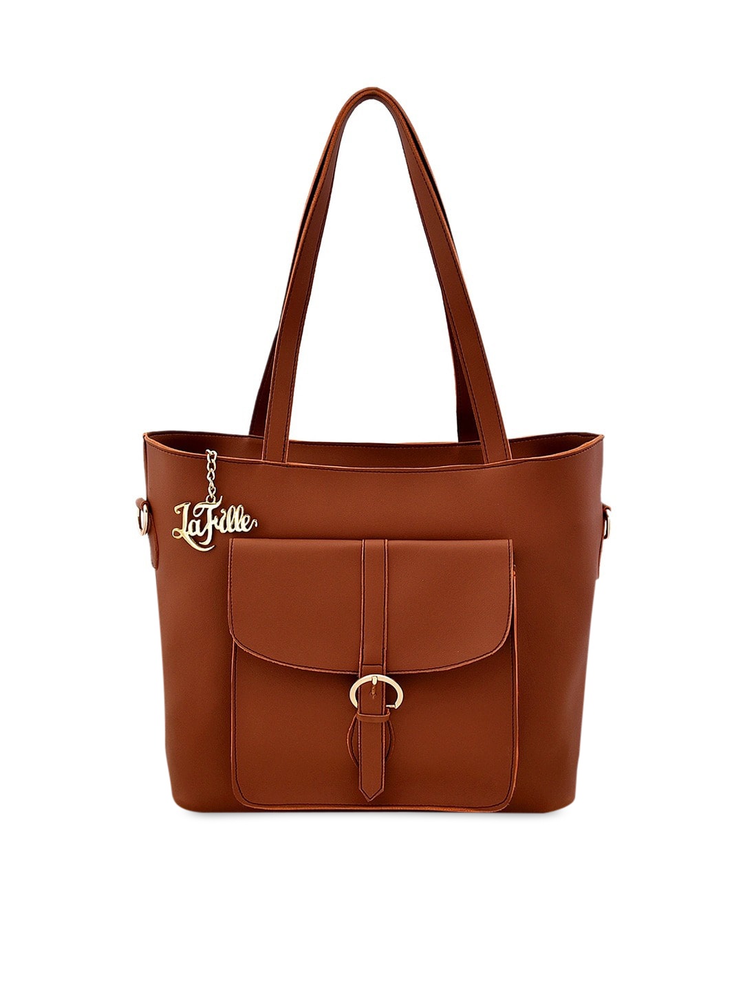 

LaFille Tan PU Structured Shoulder Bag