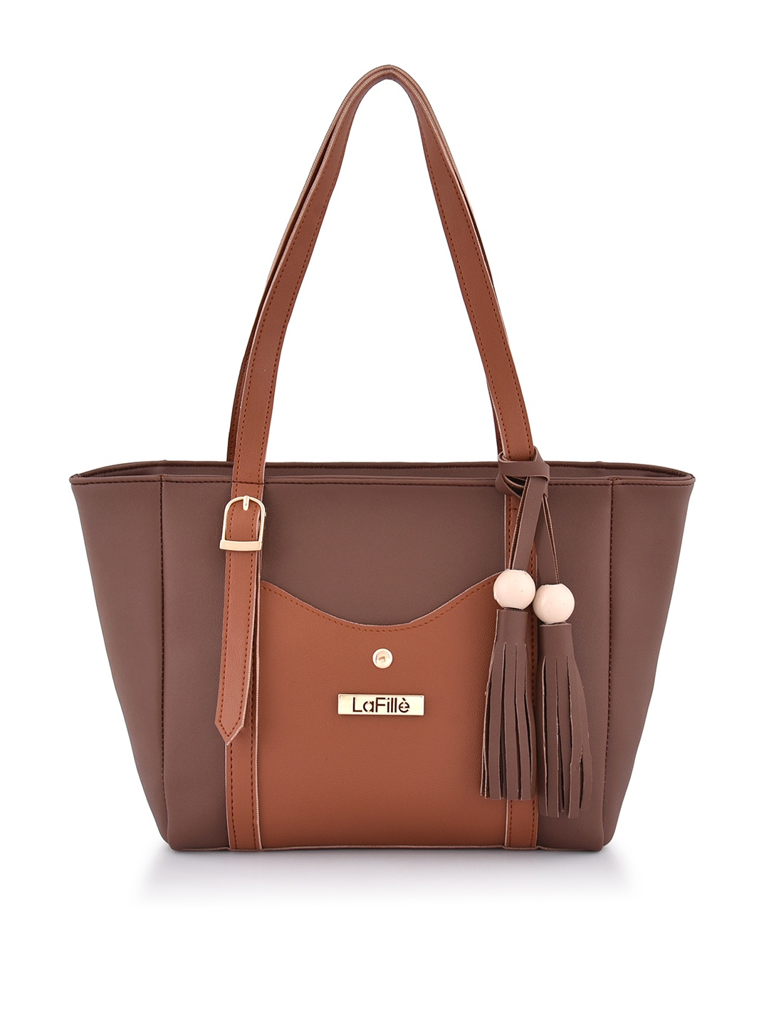 

LaFille Brown Textured PU Structured Shoulder Bag