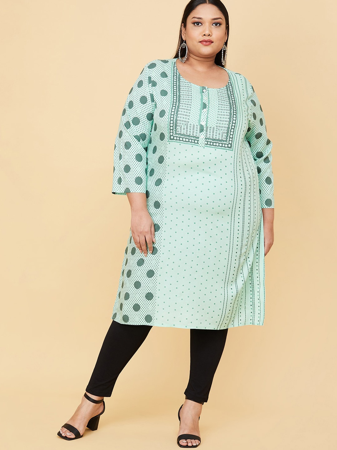 

max Plus Size Women Blue Flared Sleeves Kurta