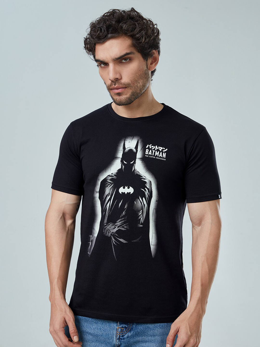

The Souled Store Men Black Pure Cotton Batman Printed T-shirt