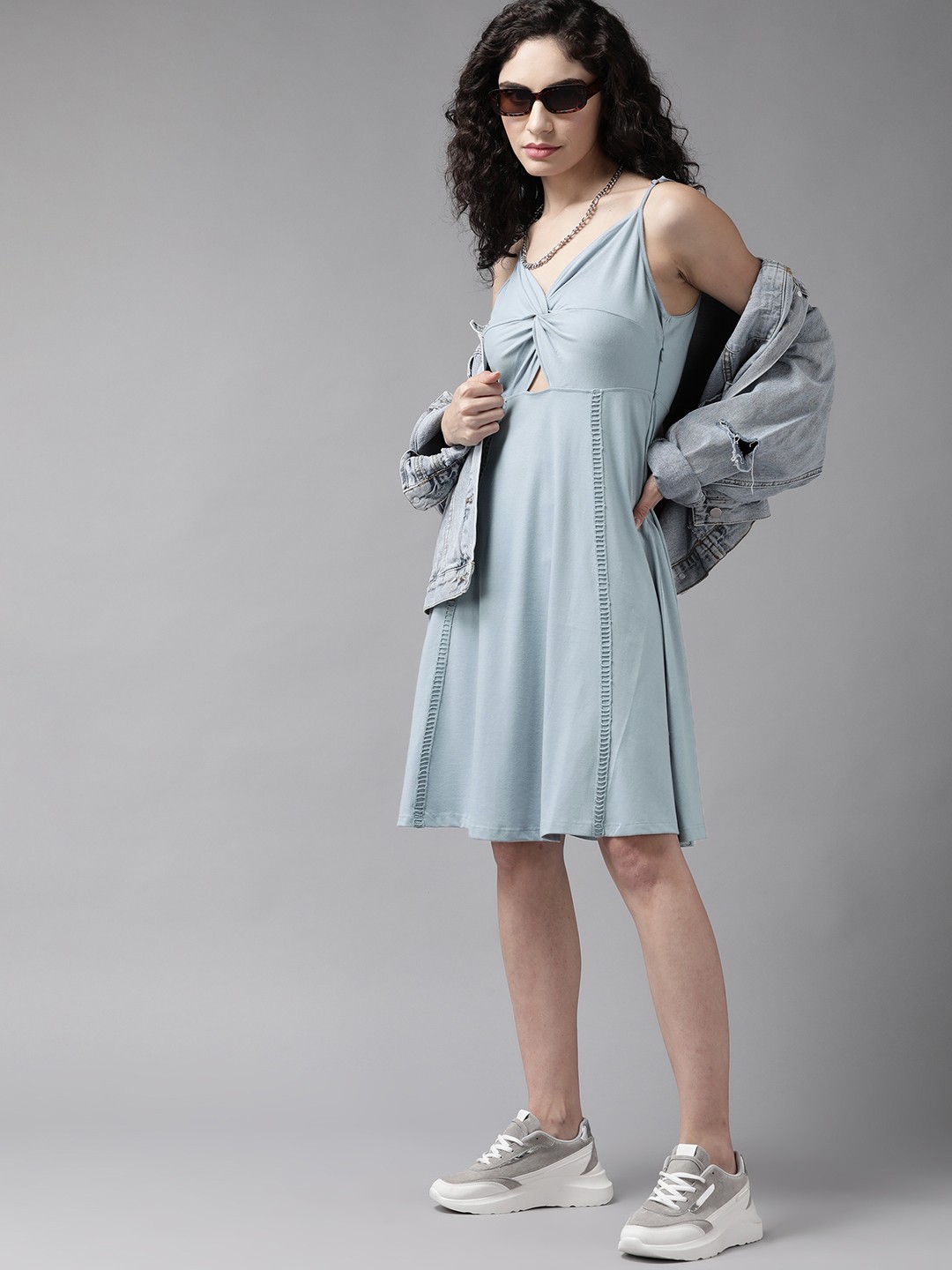 

The Roadster Lifestyle Co. Women Blue Solid A-Line Dress