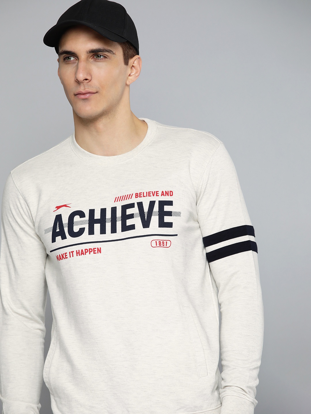 

Slazenger Men Off White Printed Sweatshirt