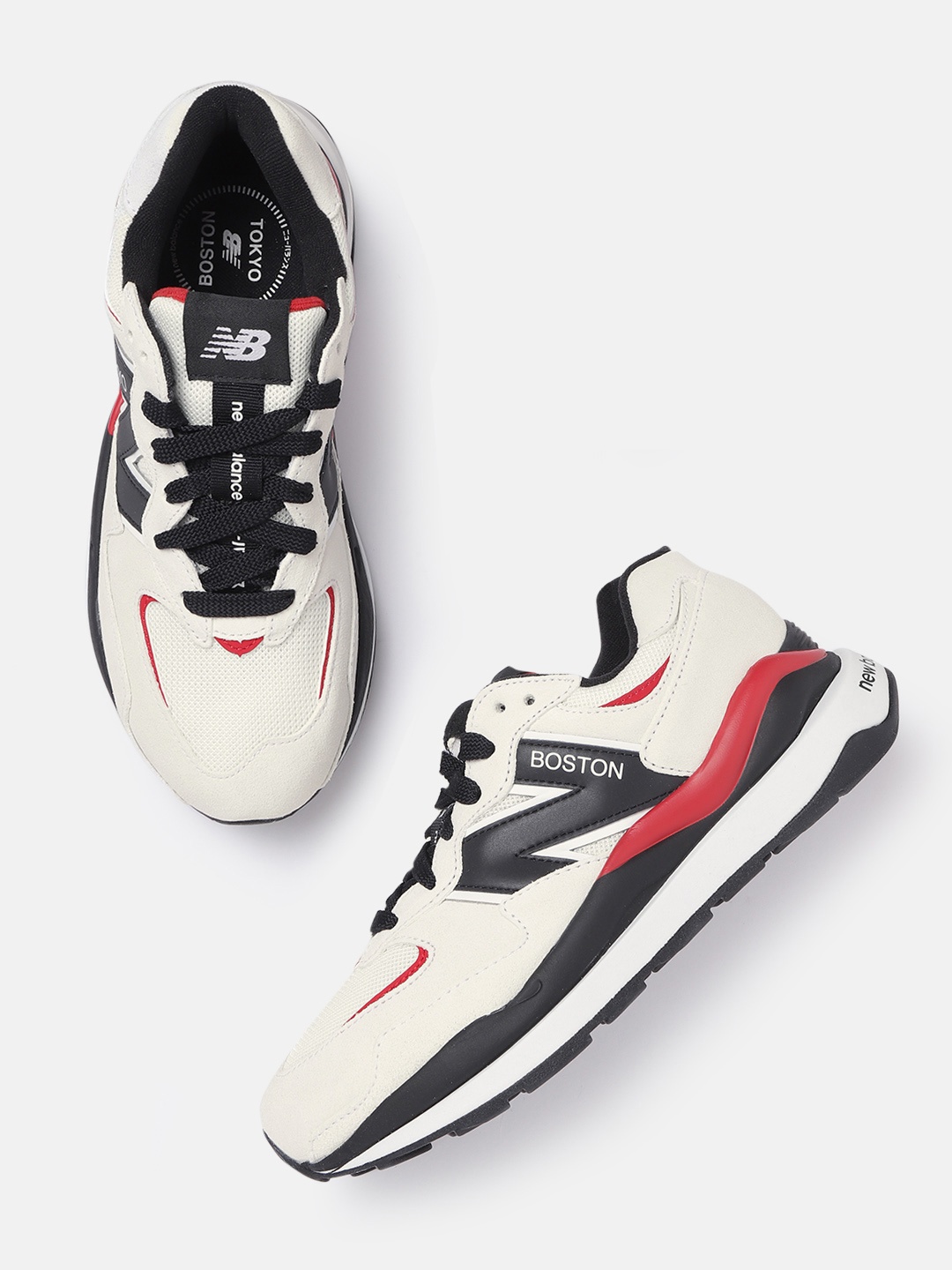 

New Balance Men Off-White Woven Design Sneakers