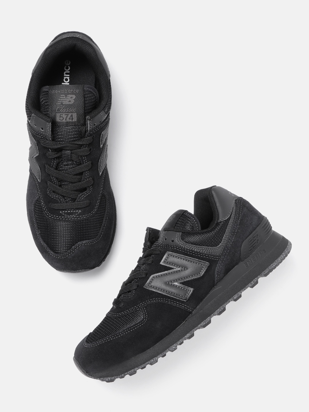 

New Balance Men 574 Black Woven Design Sneakers