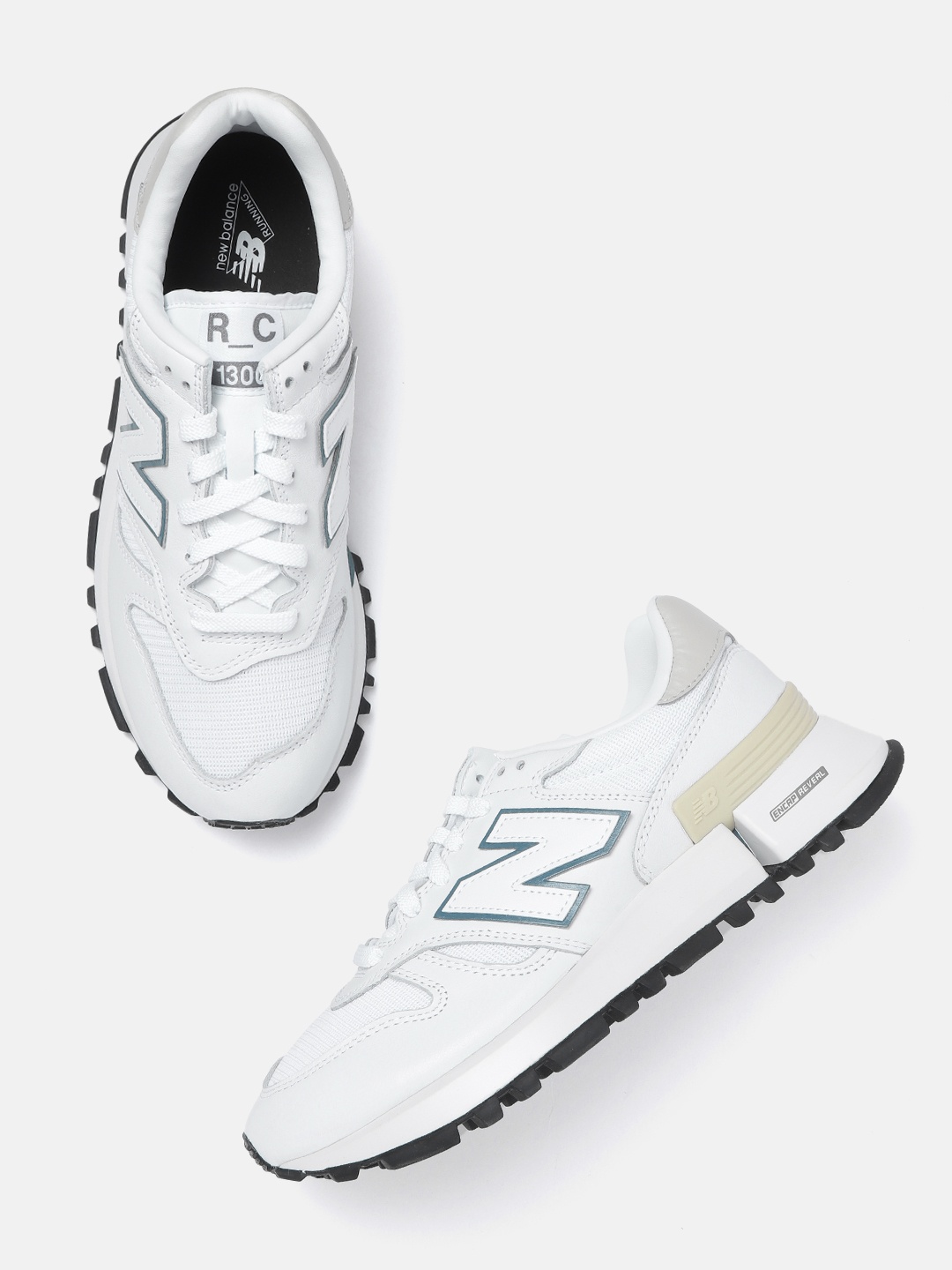 

New Balance Men White Woven Design Sneakers