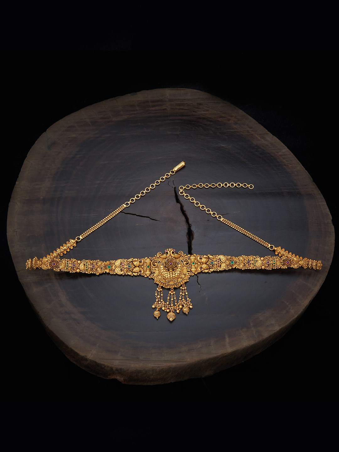 

Kushal's Fashion Jewellery Gold-Toned & Red Stone-Studded Waist Chain
