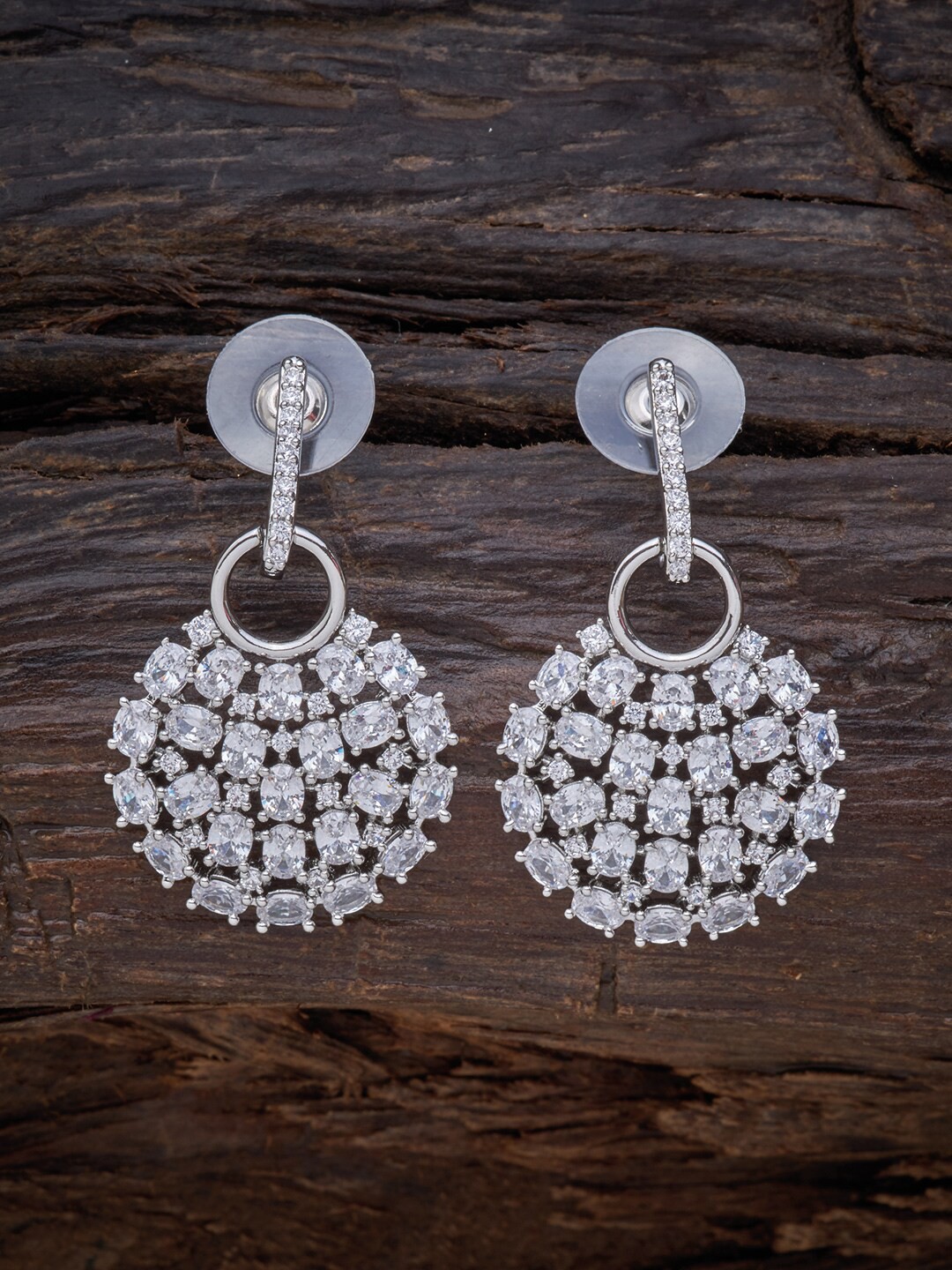 

Kushal's Fashion Jewellery White Circular Drop Earrings