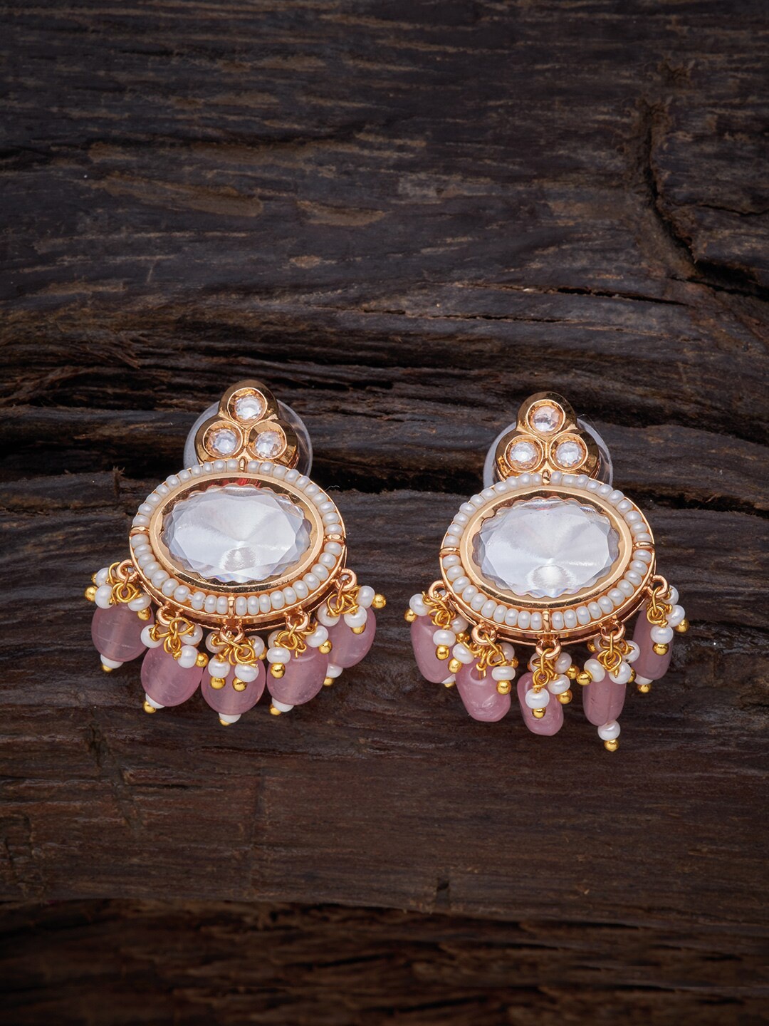 

Kushal's Fashion Jewellery Pink Oval Drop Earrings