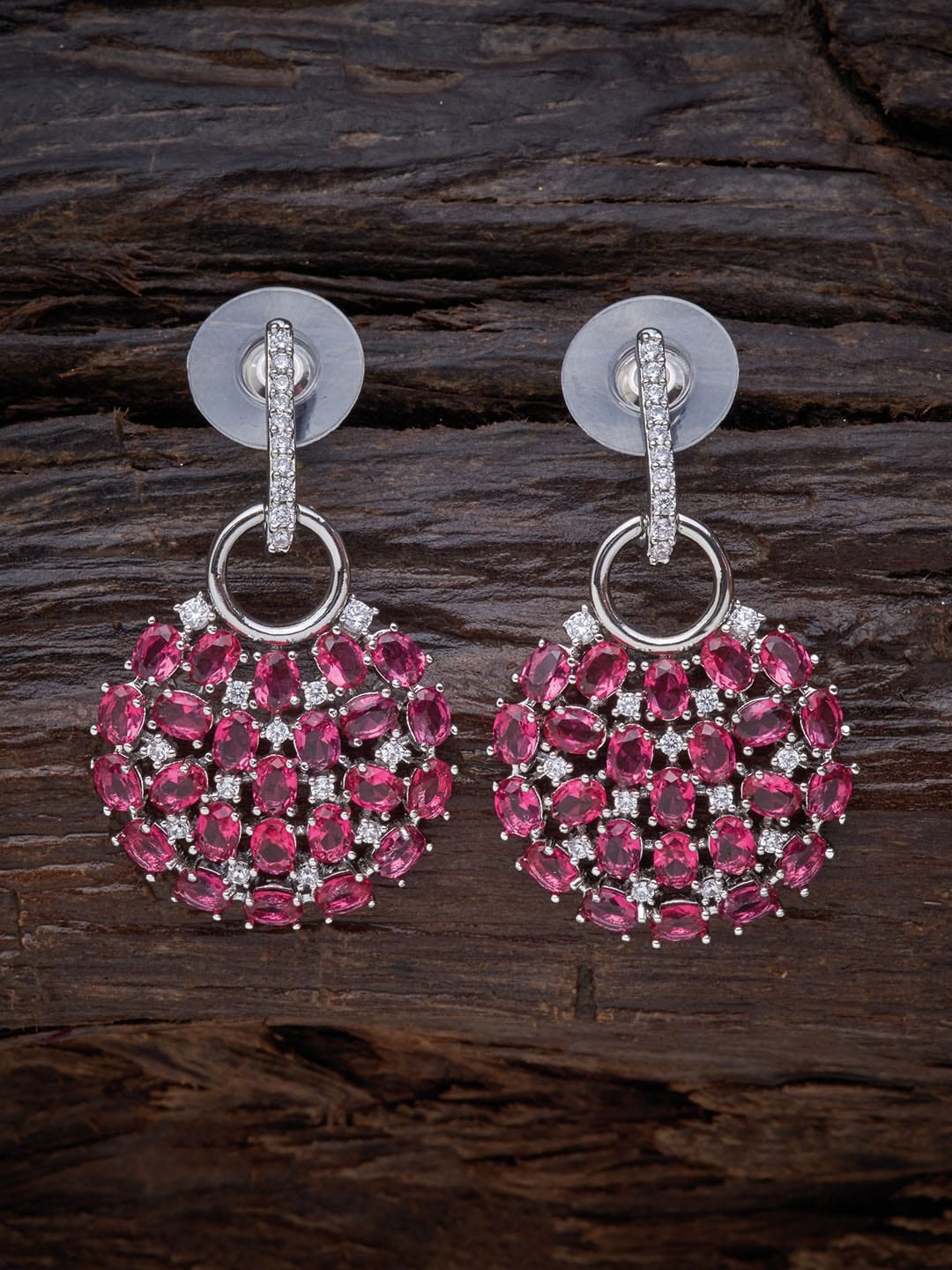 

Kushal's Fashion Jewellery Red Circular Drop Earrings