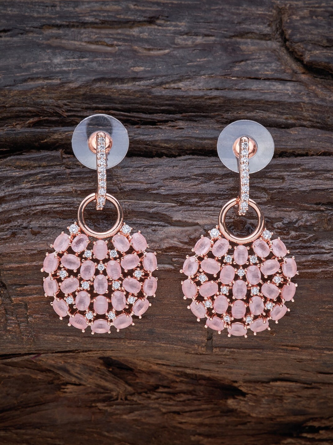 

Kushal's Fashion Jewellery Pink Circular Drop Earrings